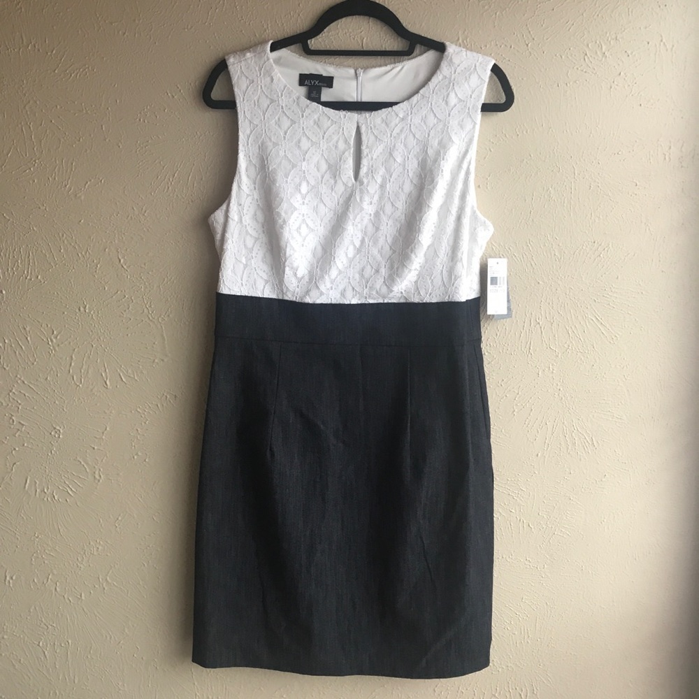 NWT white and denim work dress